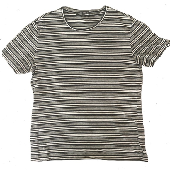Slate and Stone Stripes Crewneck T-shirt - Picture 1 of 1